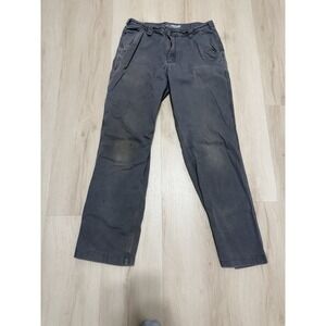 Men's Carhartt 34x34 Relaxed Fit Gray Distressed Work Jeans Outside Straight Leg